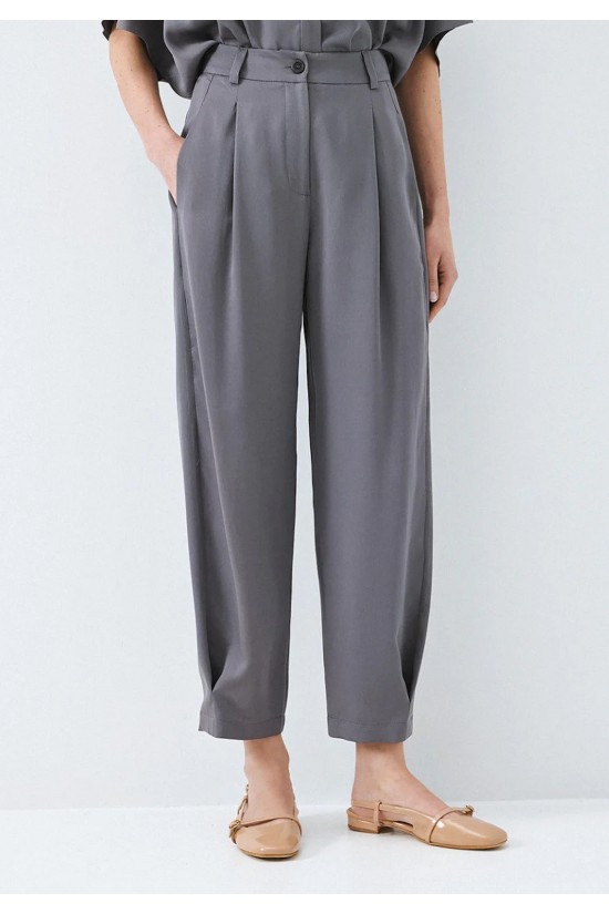 Γυναικείο γκρι slouchy παντελόνι με πιέτες - Access 63-5154 Γυναικείο γκρι slouchy παντελόνι με πιέτες - Access 63-5154