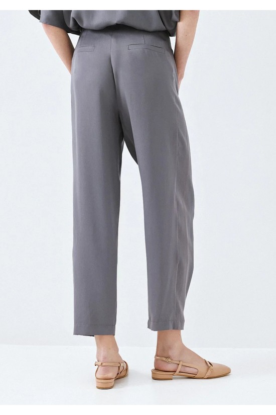 Γυναικείο γκρι slouchy παντελόνι με πιέτες - Access 63-5154 Γυναικείο γκρι slouchy παντελόνι με πιέτες - Access 63-5154