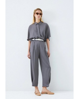 Γυναικείο γκρι slouchy παντελόνι με πιέτες - Access 63-5154