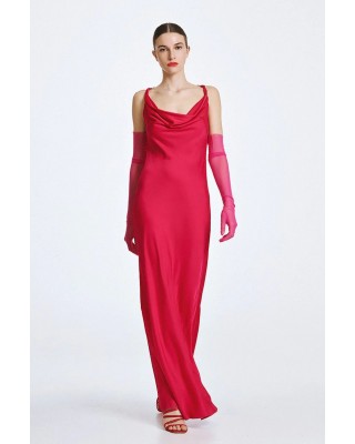 Γυναικείο μάξι φούξια ντραπέ φόρεμα - Access 63-3403