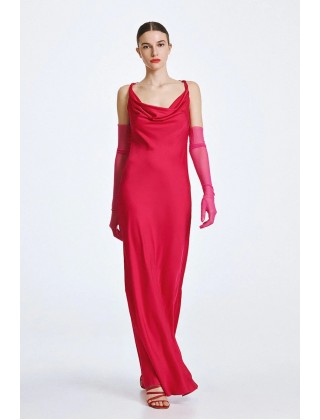 Γυναικείο μάξι φούξια ντραπέ φόρεμα - Access 63-3403