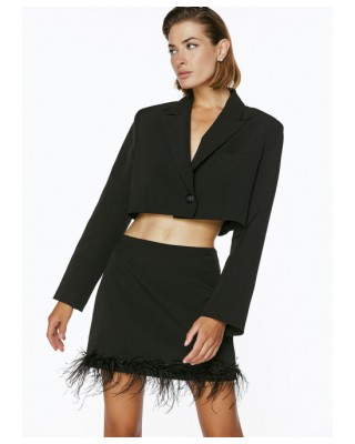 Mαύρο σακάκι cropped oversized - W2-1007 Mαύρο σακάκι cropped oversized - W2-1007