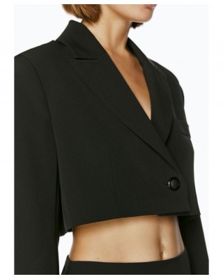 Mαύρο σακάκι cropped oversized - W2-1007 Mαύρο σακάκι cropped oversized - W2-1007