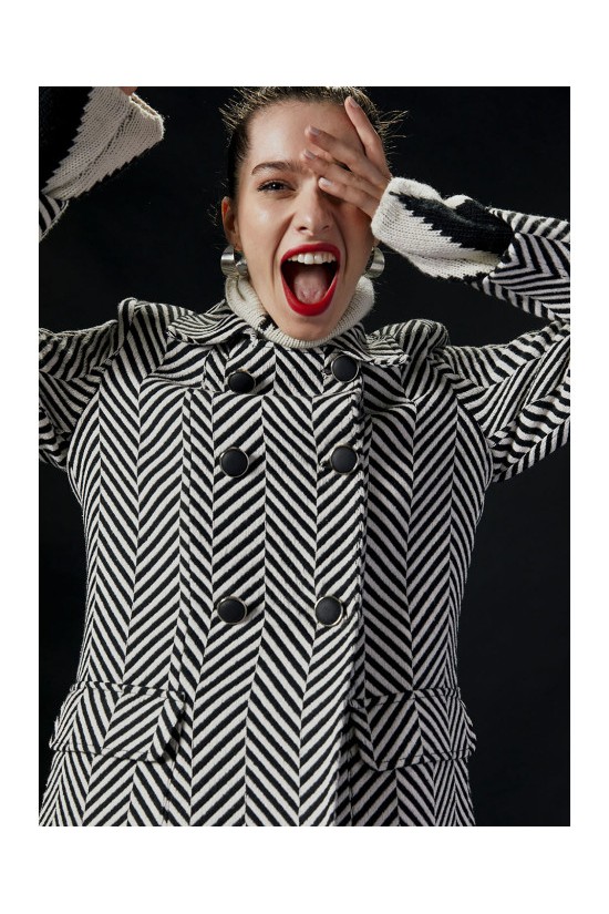 Short Coat with Herringbone pattern - W2-9017 Short Coat with Herringbone pattern - W2-9017