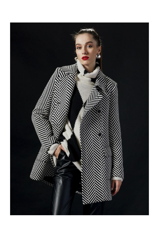 Short Coat with Herringbone pattern - W2-9017