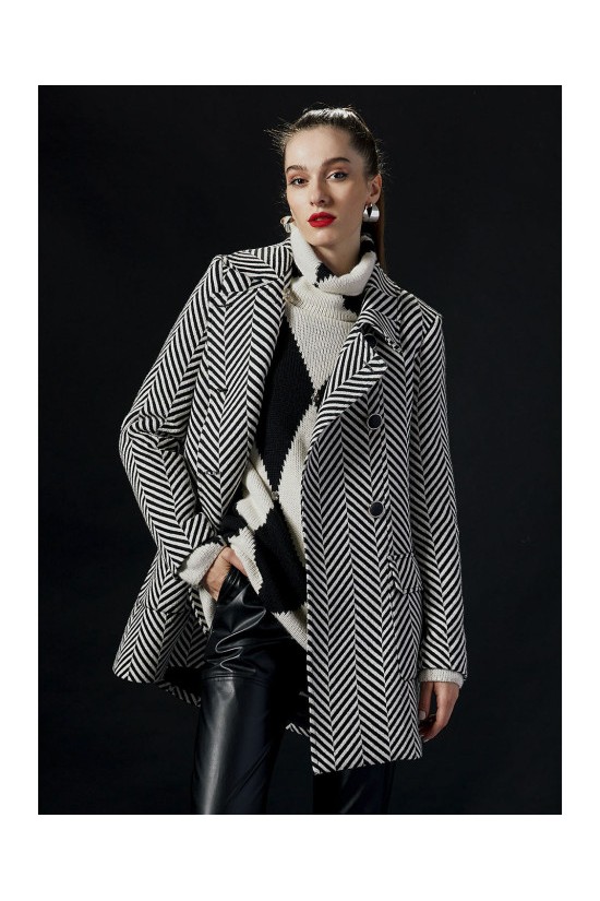 Short Coat with Herringbone pattern - W2-9017 Short Coat with Herringbone pattern - W2-9017