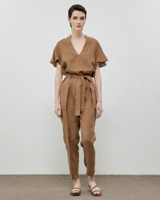 Λινή Μπλούζα με μανίκι βολάν - 33-2192