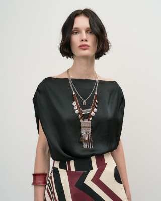 Σατέν Μπλούζα ντραπέ - 33-2019 Σατέν Μπλούζα ντραπέ - 33-2019