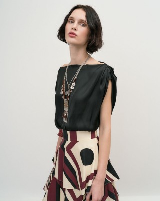 Σατέν Μπλούζα ντραπέ - 33-2019 Σατέν Μπλούζα ντραπέ - 33-2019