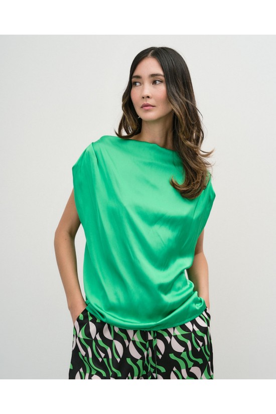 Satin drape blouse -33-2019