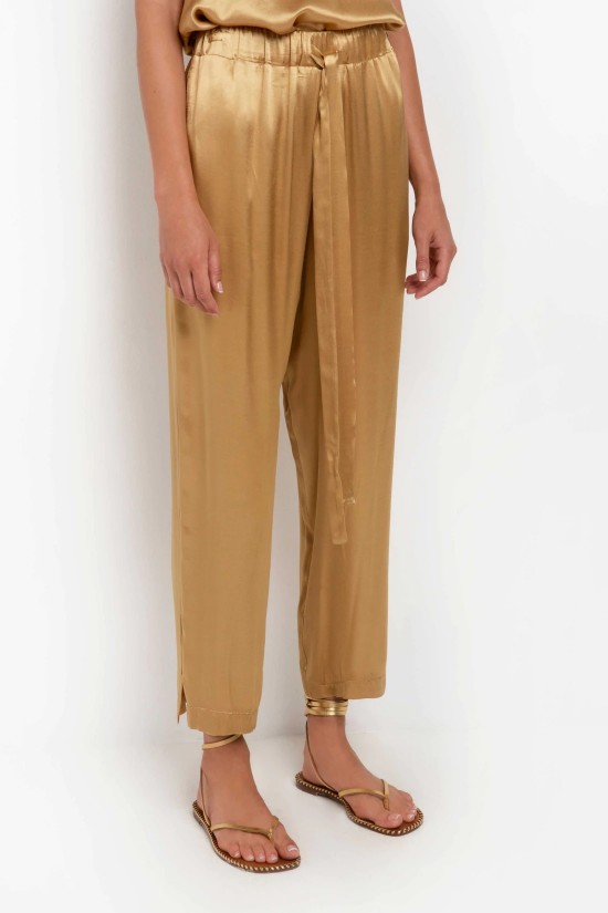 Satin pants with elastic - Greek Archaic Kori S22K-110031 Satin pants with elastic - Greek Archaic Kori S22K-110031