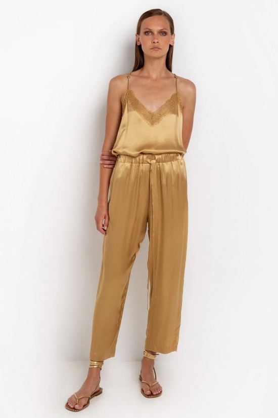 Satin pants with elastic - Greek Archaic Kori S22K-110031 Satin pants with elastic - Greek Archaic Kori S22K-110031