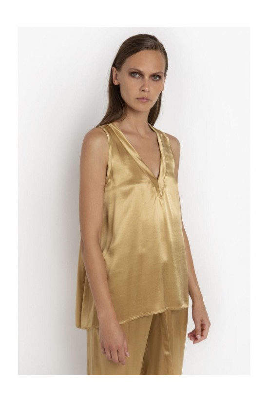 Satin sleeveless blouse - Greek Archaic Kori S22K-140021 Satin sleeveless blouse - Greek Archaic Kori S22K-140021