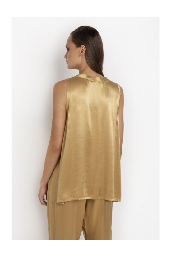 Satin sleeveless blouse - Greek Archaic Kori S22K-140021 Satin sleeveless blouse - Greek Archaic Kori S22K-140021