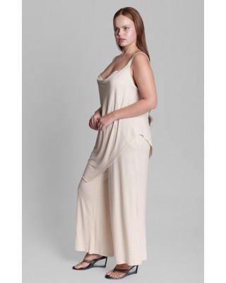 Γυναικεία μπεζ ασύμμετρη μπλούζα με τιράντες - Collectiva Noir Asher Top