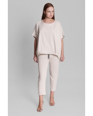 Γυναικεία μπεζ κοντομάνικη μπλούζα - Collectiva Noir Omka Top