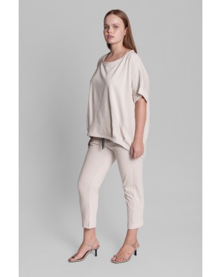 Γυναικεία μπεζ κοντομάνικη μπλούζα - Collectiva Noir Omka Top