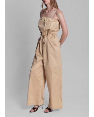 Γυναικεία μπεζ ολόσωμη φόρμα ποπλίνα - Collectiva Noir Filia Jumpsuit 