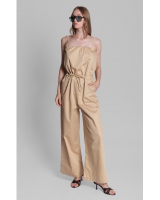 Γυναικεία μπεζ ολόσωμη φόρμα ποπλίνα - Collectiva Noir Filia Jumpsuit 