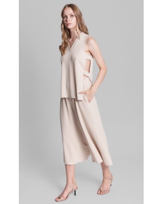 Γυναικεία μπεζ πλεκτή παντελόνα - Collectiva Noir Livia Pants 