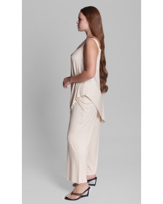 Γυναικεία μπεζ ψηλόμεση παντελόνα - Collectiva Noir Fin Pants