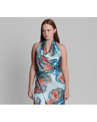 Γυναικείο σατέν ντραπέ τοπ - Collectiva Noir Drein Top