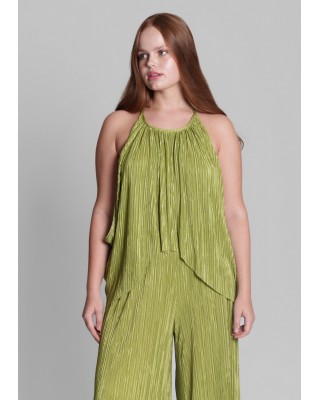 Γυναικεία πράσινη πλισέ πολυμορφική μπλούζα - Collectiva Noir Hild Top