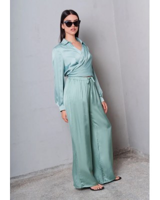 Γυναικείο πράσινο σατέν πολυμορφικό πουκάμισο - Collectiva Noir Lida Bow CN140N01SAT Γυναικείο πράσινο σατέν πολυμορφικό πουκάμισο - Collectiva Noir Lida Bow CN140N01SAT