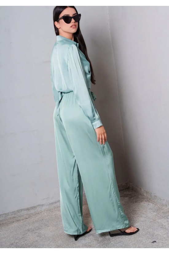 Γυναικεία πράσινη σατέν παντελόνα - Collectiva Noir Costa Pants CN140N04SAT Γυναικεία πράσινη σατέν παντελόνα - Collectiva Noir Costa Pants CN140N04SAT