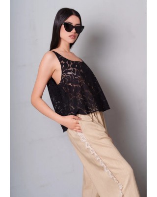 Γυναικείο μαύρο δαντελωτό τοπ - Collectiva Noir Thalo Top CN140L01LCE Γυναικείο μαύρο δαντελωτό τοπ - Collectiva Noir Thalo Top CN140L01LCE