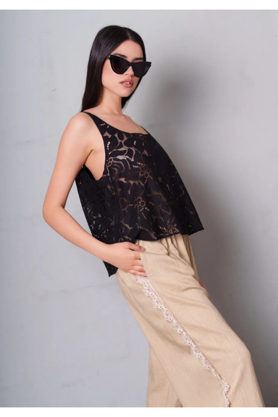 Γυναικείο μαύρο δαντελωτό τοπ - Collectiva Noir Thalo Top CN140L01LCE Γυναικείο μαύρο δαντελωτό τοπ - Collectiva Noir Thalo Top CN140L01LCE