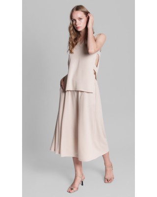 Γυναικεία μπεζ πλεκτή αμάνικη μπλούζα - Collectiva Noir Vian Top