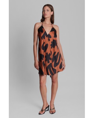 Γυναικείο μίνι σατέν φόρεμα με print- Collectiva Noir Melisa dress