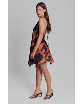 Γυναικείο μίνι σατέν φόρεμα με print- Collectiva Noir Melisa dress