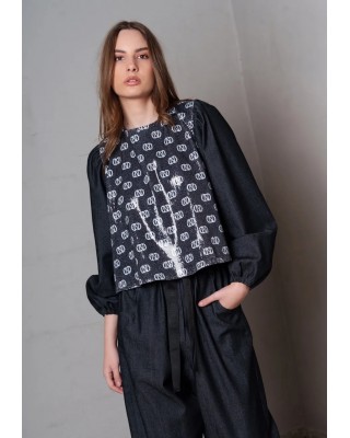 Γυναικεία denim μπλούζα με παγιέτα - Collectiva Noir Belinda Top Γυναικεία denim μπλούζα με παγιέτα - Collectiva Noir Belinda Top
