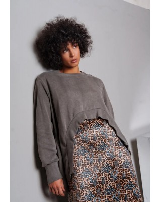 Γυναικεία γκρι ασύμμετρη μπλούζα - Collectiva Noir Mink Top Γυναικεία γκρι ασύμμετρη μπλούζα - Collectiva Noir Mink Top