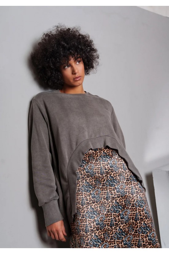 Γυναικεία γκρι ασύμμετρη μπλούζα - Collectiva Noir Mink Top