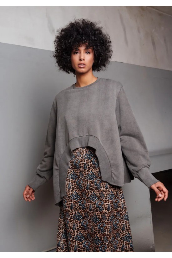 Γυναικεία γκρι ασύμμετρη μπλούζα - Collectiva Noir Mink Top