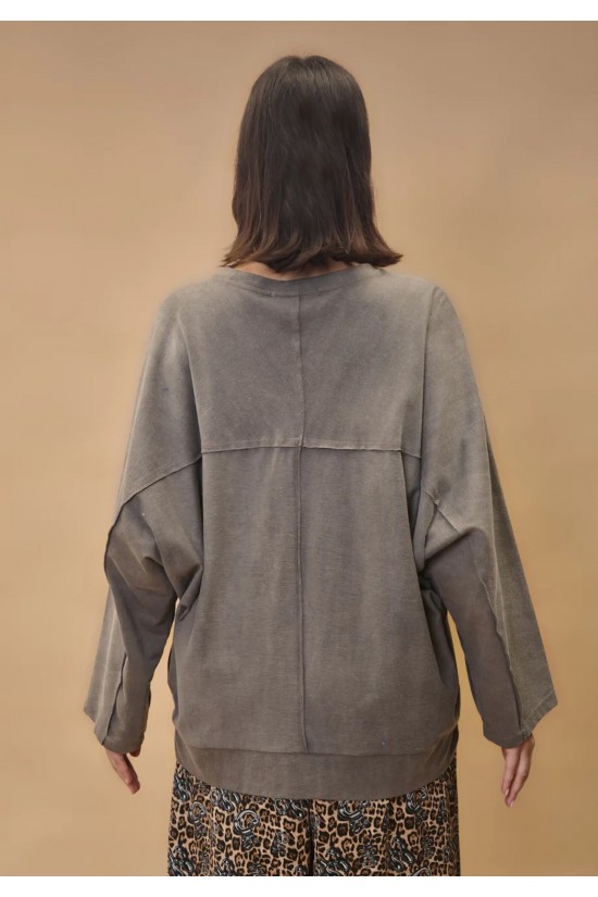 Γυναικεία γκρι μακρυμάνικη μπλούζα - Collectiva Noir Nika Top