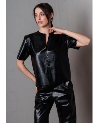 Γυναικεία μαύρη δερμάτινη μπλούζα - Collectiva Noir Angie Top Γυναικεία μαύρη δερμάτινη μπλούζα - Collectiva Noir Angie Top