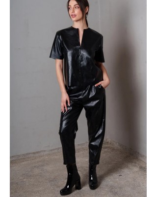 Γυναικεία μαύρη δερμάτινη μπλούζα - Collectiva Noir Angie Top Γυναικεία μαύρη δερμάτινη μπλούζα - Collectiva Noir Angie Top