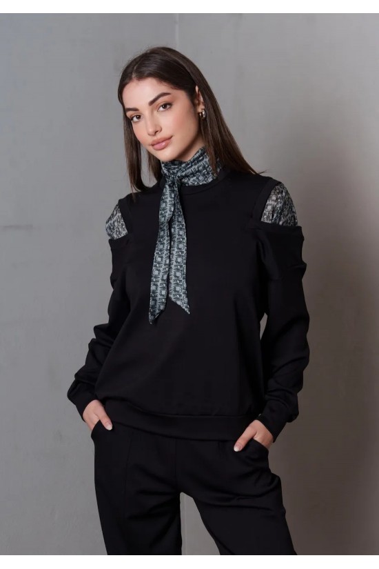 Γυναικεία μαύρη μπλούζα με ανοίγματα - Collectiva Noir Kasy Top