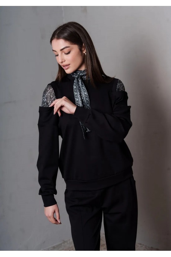 Γυναικεία μαύρη μπλούζα με ανοίγματα - Collectiva Noir Kasy Top