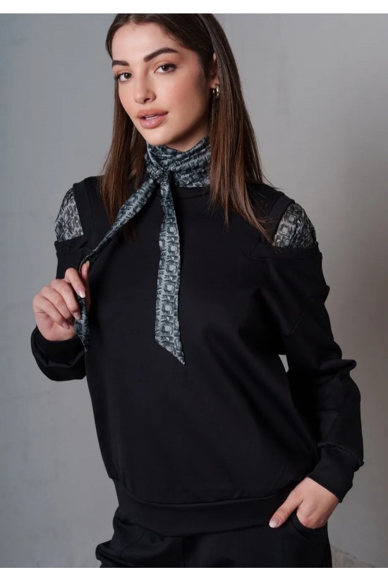 Γυναικεία μαύρη μπλούζα με ανοίγματα - Collectiva Noir Kasy Top
