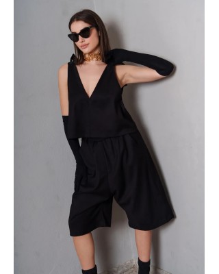 Γυναικεία μαύρη ψηλόμεση βερμούδα - Collectiva Noir Seoul Bermuda Γυναικεία μαύρη ψηλόμεση βερμούδα - Collectiva Noir Seoul Bermuda