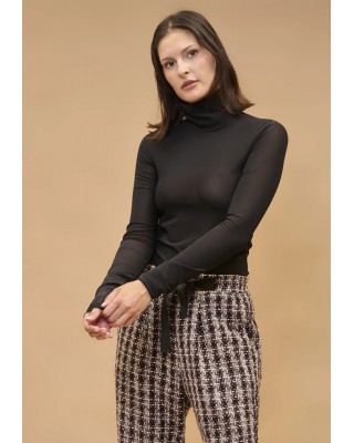 Γυναικεία μαύρη ημιδιάφανη μπλούζα ζιβάγκο - Collectiva Noir Rodia Top Γυναικεία μαύρη ημιδιάφανη μπλούζα ζιβάγκο - Collectiva Noir Rodia Top