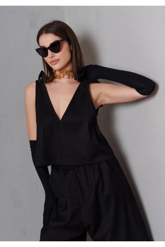 Γυναικείο μαύρο τοπ - γιλέκο - Collectiva Noir Vicky Top Γυναικείο μαύρο τοπ - γιλέκο - Collectiva Noir Vicky Top
