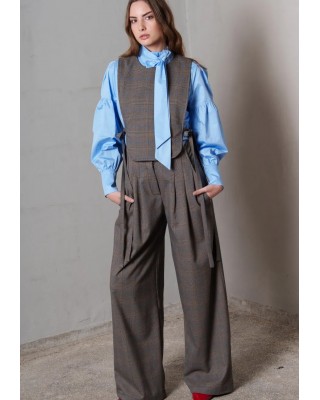 Γυναικείο καρό παντελόνι με τιράντες - Collectiva Noir Lava Pants