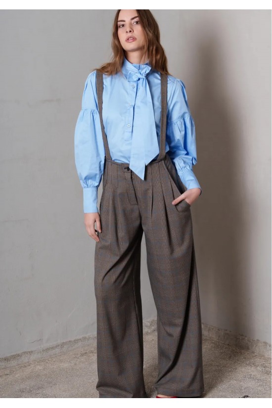 Γυναικείο καρό παντελόνι με τιράντες - Collectiva Noir Lava Pants