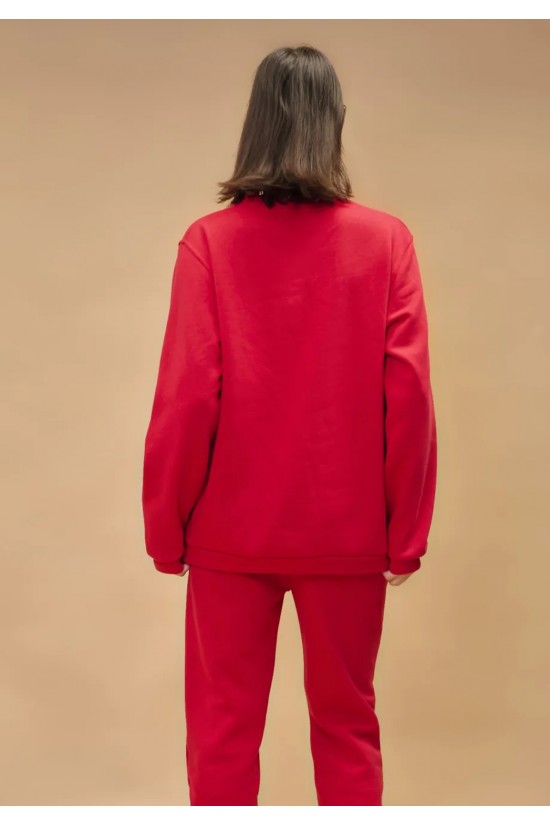 Γυναικεία κόκκινη μπλούζα φούτερ - Collectiva Noir Bold Shoulder